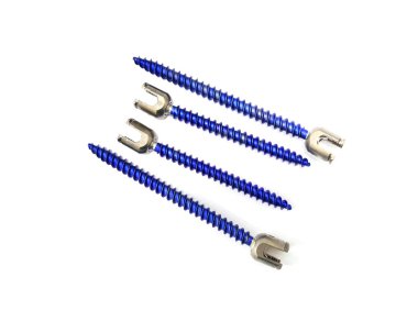 Mavi Omurga Pedikül Vidalarının Beyaz Arkaplandaki Yakın Görüntüsü