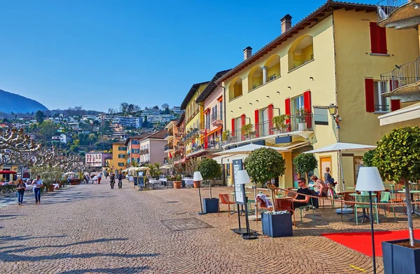 Ascona Svizzera Marzo 2022 Lungolago Piazza Giuseppe Motta Principale Passeggiata — Foto Stock