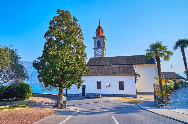 Régi Templom San Martino Található Hegyi Település Ronco Sopra Ascona — Stock Fotó