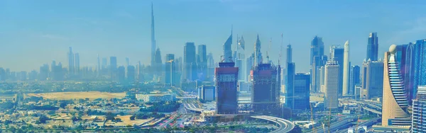 Dubai Ηνωμένα Αραβικά Εμιράτα Μαρτίου 2020 Πανόραμα Ουρανοξύστες Στο Κέντρο — Φωτογραφία Αρχείου