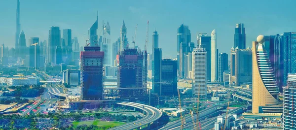 Dubai Emiratos Árabes Unidos Marzo 2020 Panorama Rascacielos Con Dubai — Foto de Stock