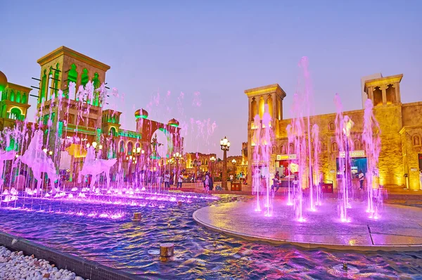 Dubai Förenade Arabemiraten Mars 2020 Färgglada Dansfontänerna Kultur Square Global — Stockfoto
