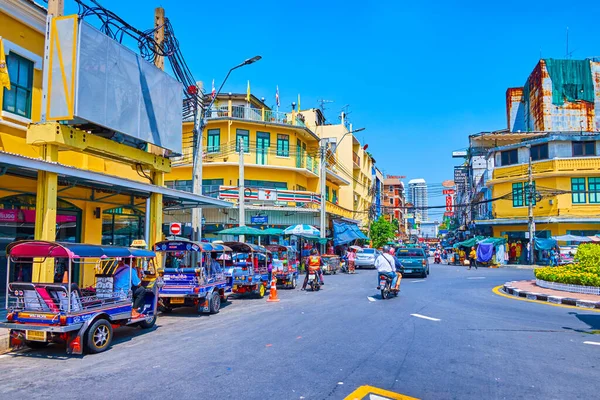 Bangkok Thailand April 2019 Line Tuk Tuk Taxis Parket Road — 스톡 사진