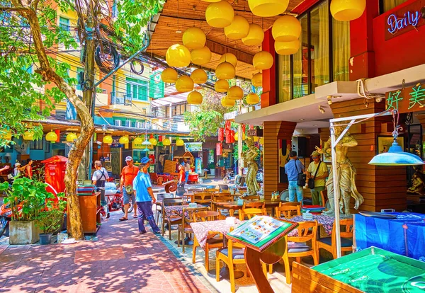 Бангкок Таиланд Апреля 2019 Года Туристический Ресторан Улице Рамбутри Историческом — стоковое фото