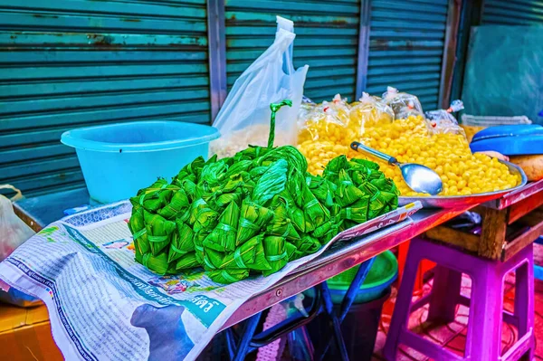 Bangkok Thailand 2019年4月23日 泰国曼谷Sampeng Lane市场香蕉包装食品 — 图库照片