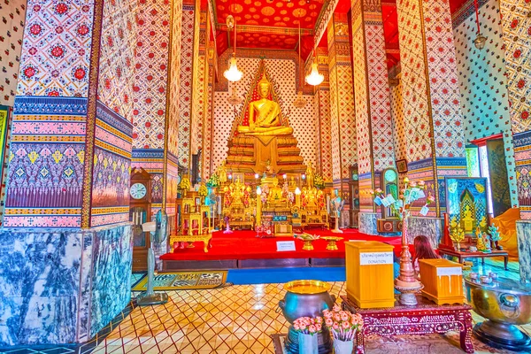 Bangkok Thailand Abril 2019 Interior Ubosot Sala Ordenação Templo Wat — Fotografia de Stock