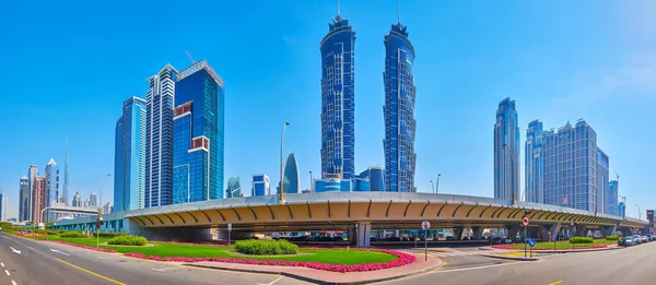 Dubai Emirati Arabi Uniti Marzo 2020 Panorama Con Cavalcavia Dello — Foto Stock