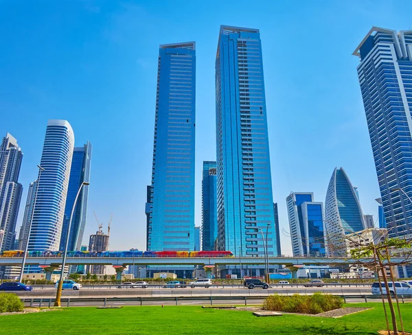 Dubai Eae Március 2020 Forgalmas Forgalom Sheikh Zayed Kerület Business — Stock Fotó