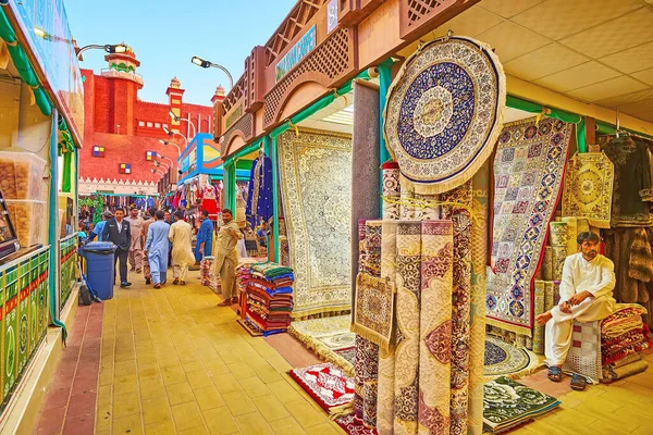 Dubai Uae March 2020 Stall Traditional Carpets Rugs Decorated Fine — Stock Photo, Image