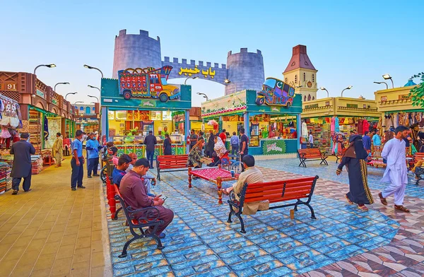 stock image DUBAI, UAE - MARCH 6, 2020: The colored stalls and kiosks in Pakistan Pavilion of Global Village Dubai, on March 6 in Dubai