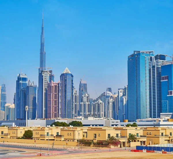 Dubai Emirati Arabi Uniti Marzo 2020 Dense Torri Business Bay — Foto Stock