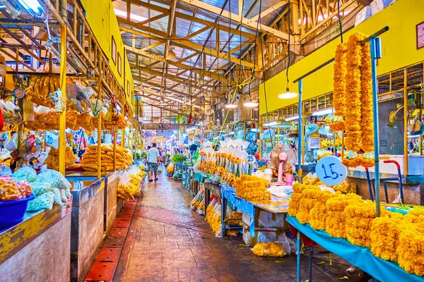 バンコク エイプリル社2019年4月23日 ヨッピマンフラワーマーケットの路地は タイのバンコクで4月23日に開催されました — ストック写真