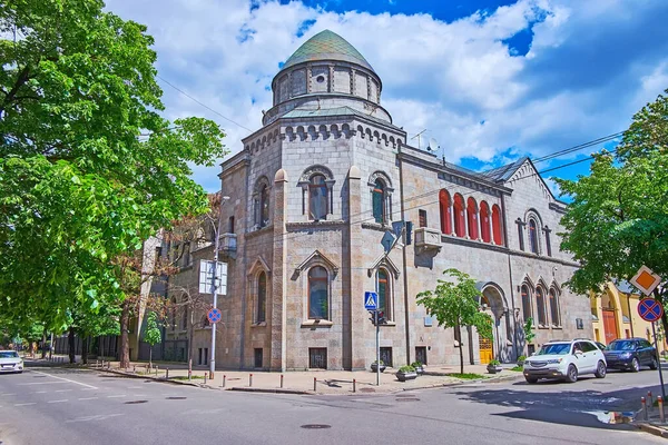 Interessante Gebeeldhouwde Stenen Gevel Van Historisch Arabisch Huis Kovalevsky Mansion — Stockfoto