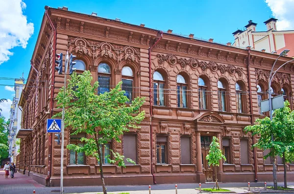 彫刻されたルネサンス様式のチョコレートハウスのファサードSchovkovychnaストリート Lypky Pechersk キエフ ウクライナ — ストック写真