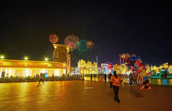 Dubai Vae März 2020 Dunkler Abendhimmel Mit Hellem Feuerwerk Über — Stockfoto