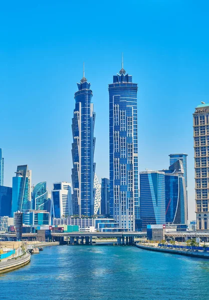 Dubai Eae Március 2020 Futurisztikus Üveg Marriott Marquis Towers Dubai — Stock Fotó