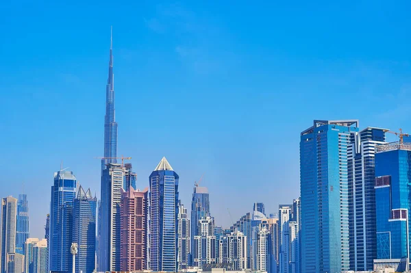 Dubai Emiratos Árabes Unidos Marzo 2020 Panorama Densa Arquitectura Business — Foto de Stock