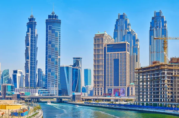 Dubai Emiratos Árabes Unidos Marzo 2020 Escena Urbana Futurista Desde — Foto de Stock