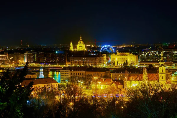 Ночью Вершины Холма Буда Будапешт Венгрия — стоковое фото