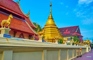 The hilt Lanna style chedi, topped with hti umbrella, Wat Khuan Khama temple, Chiang Mai, Thailand