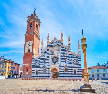 Outstanding Cathedral of Monza on large Piazza Duomo square, Italy clipart