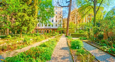 Brera Botanik Bahçesi Panoraması, Milan, İtalya