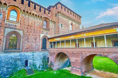 Ponticella di Ludovico il Moro of medieval Sforza's Castle in Milan, Italy clipart