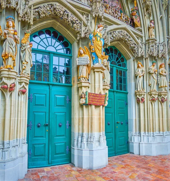 Portal Entrada Para Catedral Berna Minster Chamado Juízo Final Suíça — Fotografia de Stock