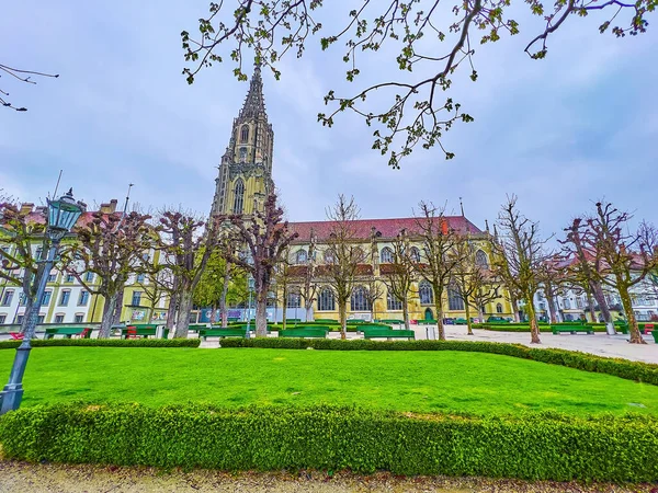 Vista Sobre Catedral Berna Minster Jardim Munsterplattform Suíça — Fotografia de Stock