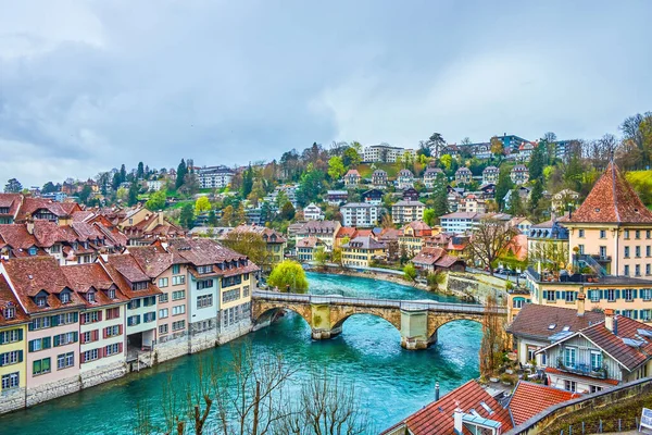 Het Oudste Deel Van Stad Bern Met Schilderachtige Middeleeuwse Herenhuizen — Stockfoto