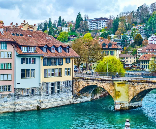 Middeleeuwse Boogbrug Untertorbrucke Het Oude Centrum Van Bern Zwitserland — Stockfoto