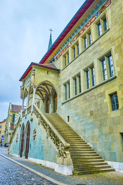 Escadarias Panorâmicas Livre Rathaus Bern Câmara Municipal Que Levam Loggia — Fotografia de Stock