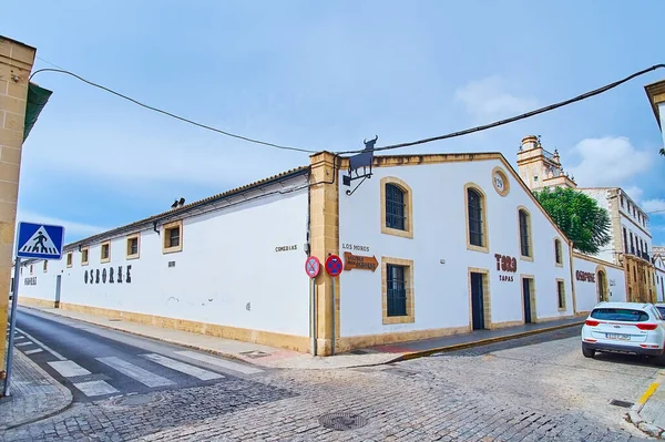 Puerto Spain Sept 2019 位于旧城的奥斯本酒厂历史建筑 9月21日位于西班牙El Puerto — 图库照片