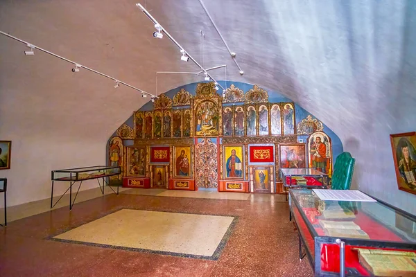 Zolochiv Ukraine 2021年7月28日 ウクライナのゾロチフで7月28日にオレスコ城の展示ホールで中世のアイコン — ストック写真