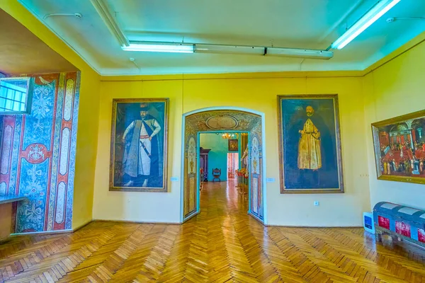 Zolochiv Ucrânia Julho 2021 Salão Castelo Olesko Com Grandes Pinturas — Fotografia de Stock