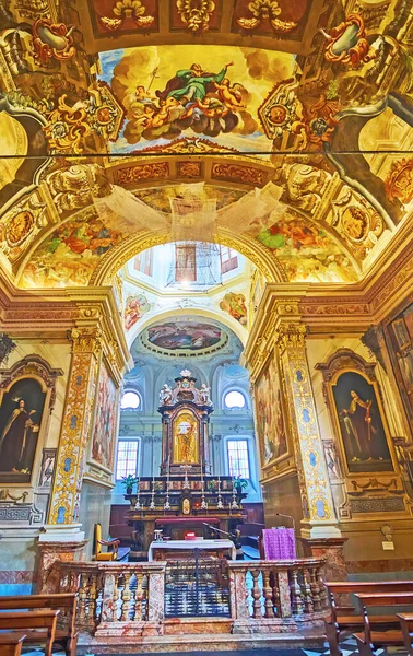 Лугано Швейцария Марта 2022 Года Фреска Интерьера Средневековой Церкви Сан — стоковое фото