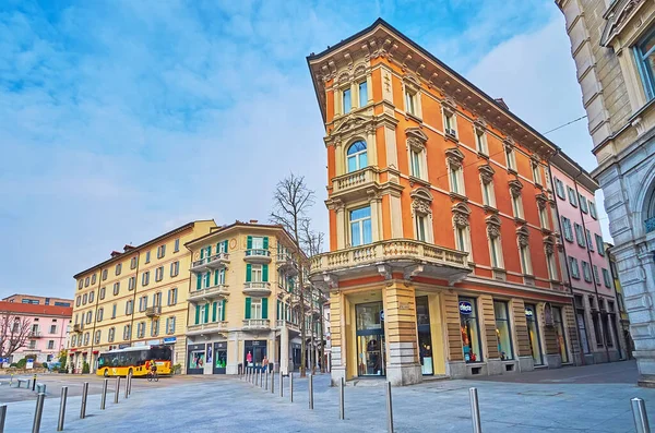 Lugano Švýcarsko Března 2022 Historické Bydlení Giovanni Nizzola Starém Městě — Stock fotografie