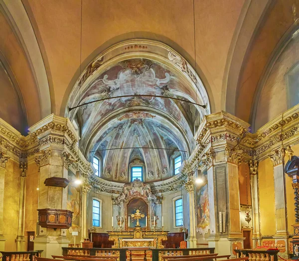 Lugano Szwajcaria Marca 2022 Sala Modlitewna Kościoła Antoniego Abata Ozdobiona — Zdjęcie stockowe