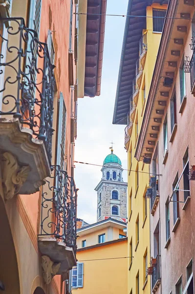 San Lorenzo Katedrali Nin Eski Taş Çan Kulesi Pessina Lugano — Stok fotoğraf