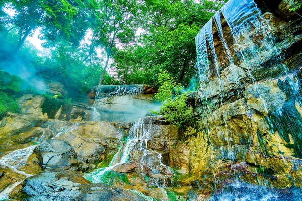 Panorama Poseidon Trident Waterfalls Cascade Sofiyivsky Park Uman Ukraine — Stock Photo, Image
