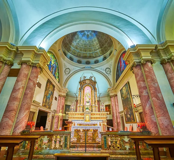 Lugano Svizzera Marzo 2022 Altare Scolpito Della Chiesa Santa Maria — Foto Stock