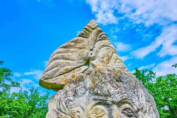 Idol Eslavo Pagano Con Imágenes Dioses Antiguos Sofiyivka Park Arboretum — Foto de Stock
