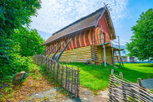 stock image Reconstructed houses in Trypil culture museum in Talne village, Ukraine