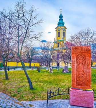 Macaristan, Budapeşte 'nin Obuda ilçesindeki Aziz Peter ve Paul kilisesinde Ermeni Khachkar