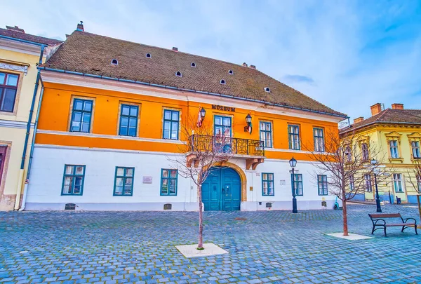 Facade Historic Obudai Muzeum Located Ter Square Budapest Hungary — Stock Photo, Image