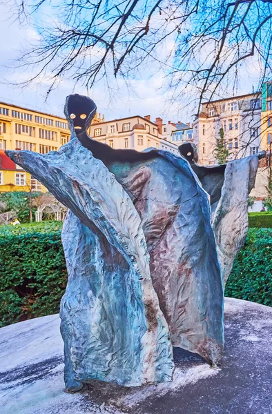 Prague Czechia March 2022 Bronze Sculptures Maidens Poletuchy Fountain Located — Stock Photo, Image