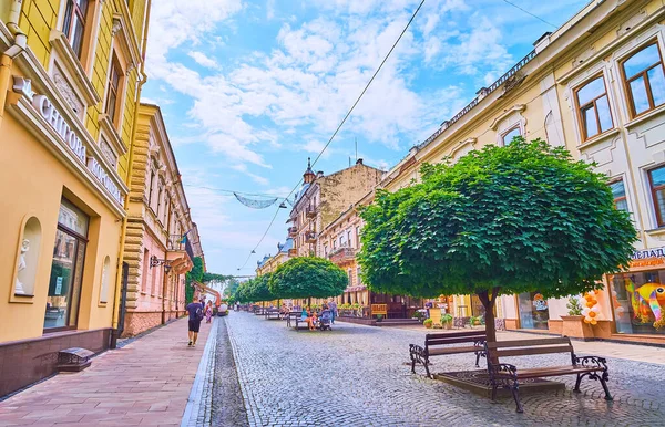 Chernivtsi Ukraine Juli 2021 Die Schöne Allee Der Fußgängerzone Olha — Stockfoto