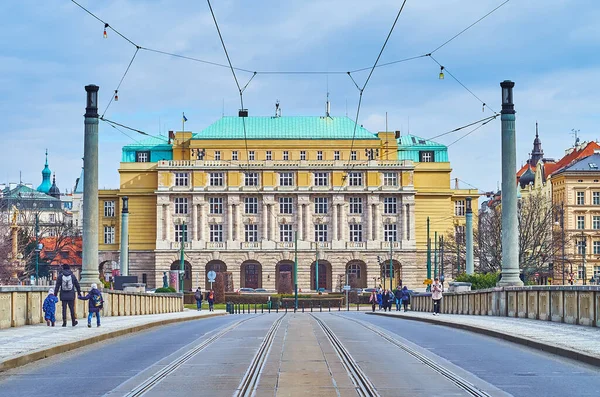 Historic Building Charles University Manes Bridge Prague Czechia Stock Photo