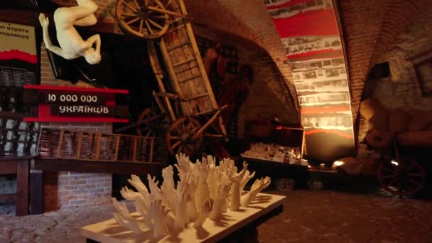 Medzhybizh Ukrajina Června 2021 Expozice Holodomorského Velkého Hladomoru Muzea Zámku — Stock video