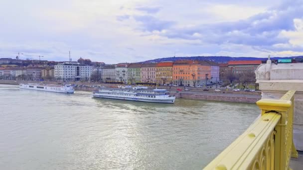 Panorama Miasta Historycznego Mostu Małgorzaty Obserwacja Dzielnic Buda Peszt Dunaj — Wideo stockowe